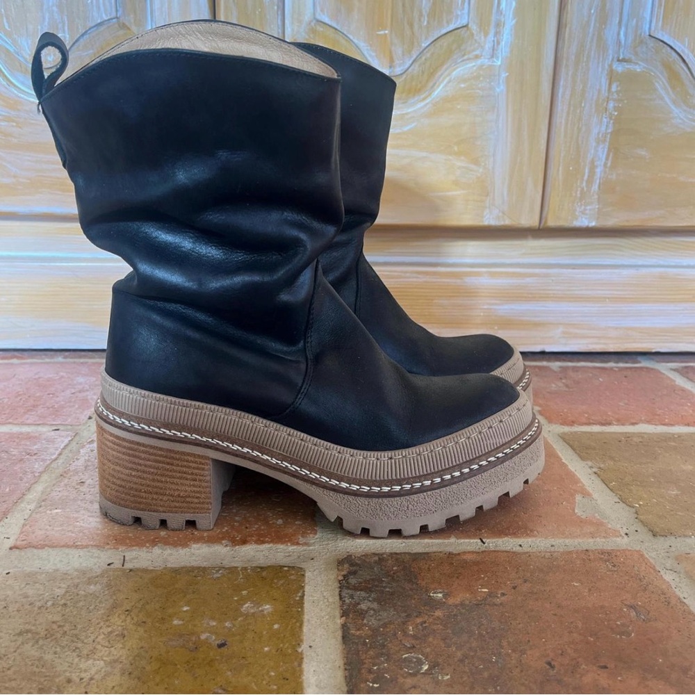 FP Movement by Free People Black and Tan Heeled Boots
